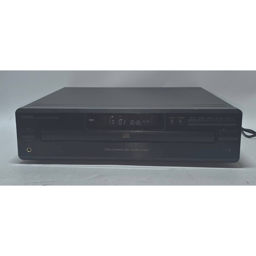 Denon DCM-280 5-Disc Carousel CD Changer MP3 Player Black with Remote RCA Cables